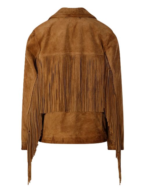 Giacca in pelle con frange Golden Goose Golden Goose | GWP02368P00216055678 TABASCO BROWN